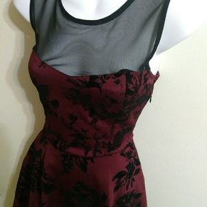 Black and red goth pinup fit and flare minidress M
